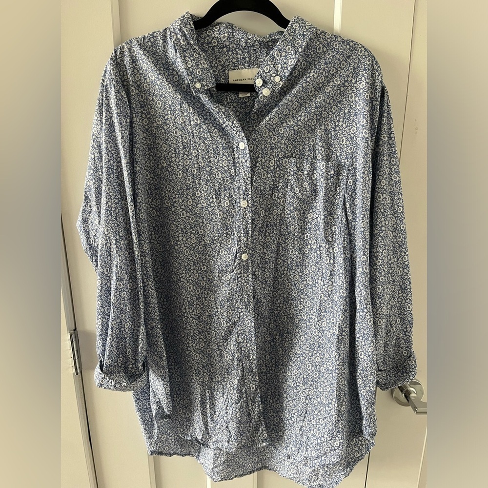 NWOT American Eagle Oversized Long-Sleeve Button-Up Shirt